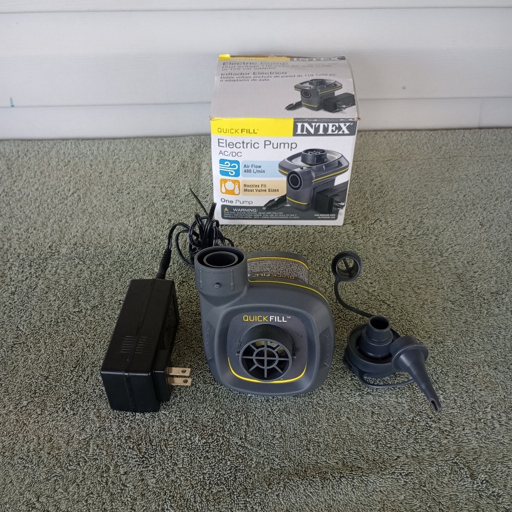 Intex Quick-Fill AC/DC Electric Air Pump, 110-120V AC/12V DC, Indoor and Vehicle